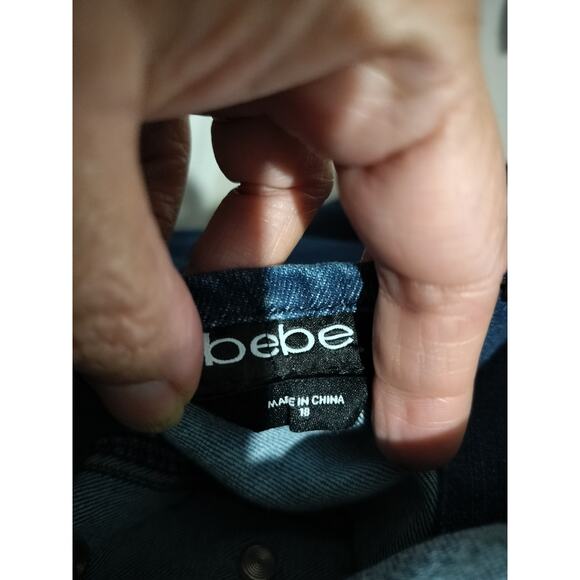 4412) Bebe Square Neck Buttons Back Zippered Denim Dress Plus Size 18 - Picture 7 of 8
